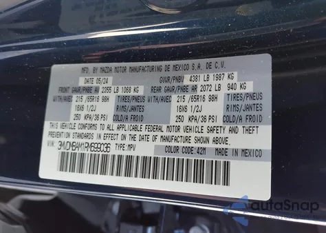 2024 Mazda Cx-30 2.5 S из США, поврежденный, VIN 3MVDMBAM1RM699036